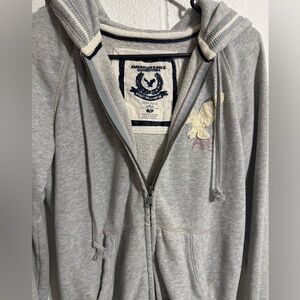 American Eagle Light Gray Hoodie with Logo